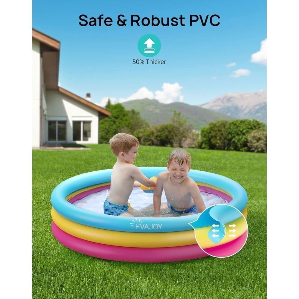 NWT Inflatable Kiddie Pool, 58'' x 13'' Ground Swimming Pool for Kids - Picture 5 of 14